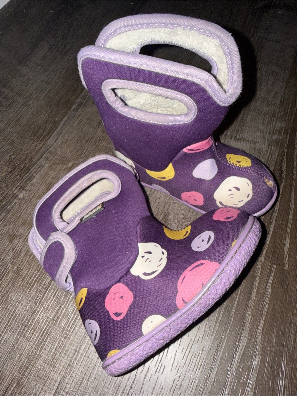 Kids Bogs Purple Sketched Waterproof Insulated Boots Colorful Dot Print sz 5